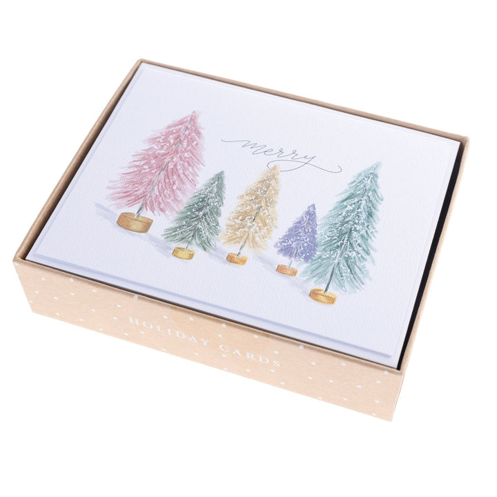 Colorful Tinsel Trees Mid - Sized Holiday Boxed Card - Graphique de France