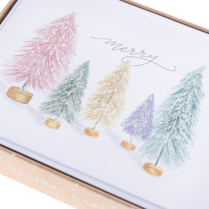 Colorful Tinsel Trees Mid - Sized Holiday Boxed Card - Graphique de France