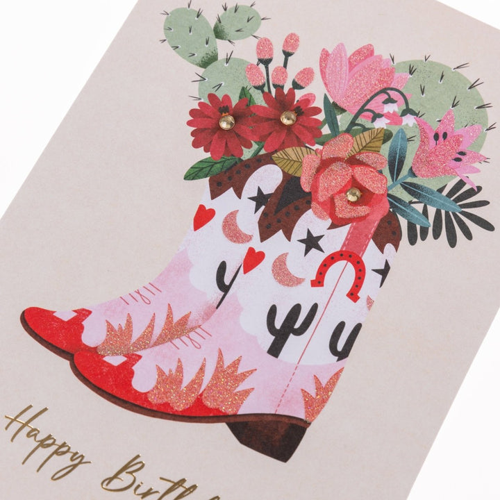 Cowgirl Boots Birthday Handmade Card - Graphique de France