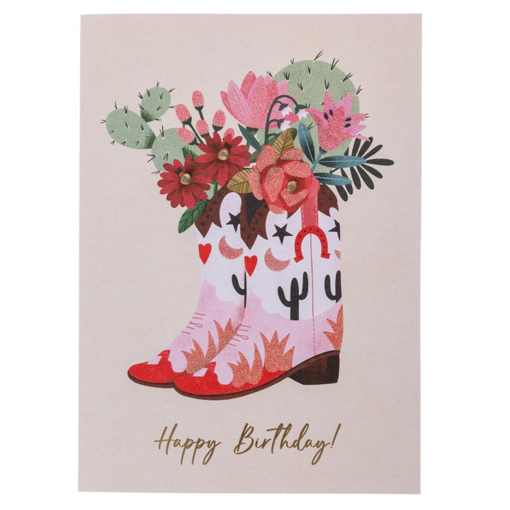 Cowgirl Boots Birthday Handmade Card - Graphique de France