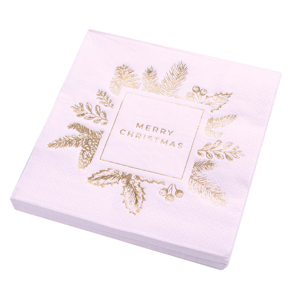 MC Pink and Gold Holiday Cocktail Napkins