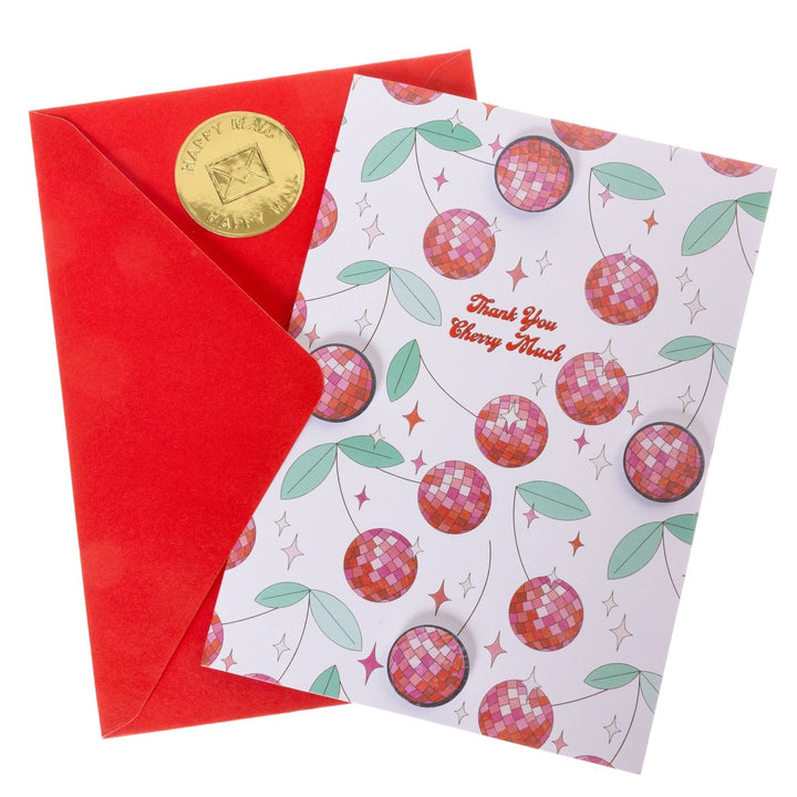 Disco Cherries Thank You Handmade Card - Graphique de France