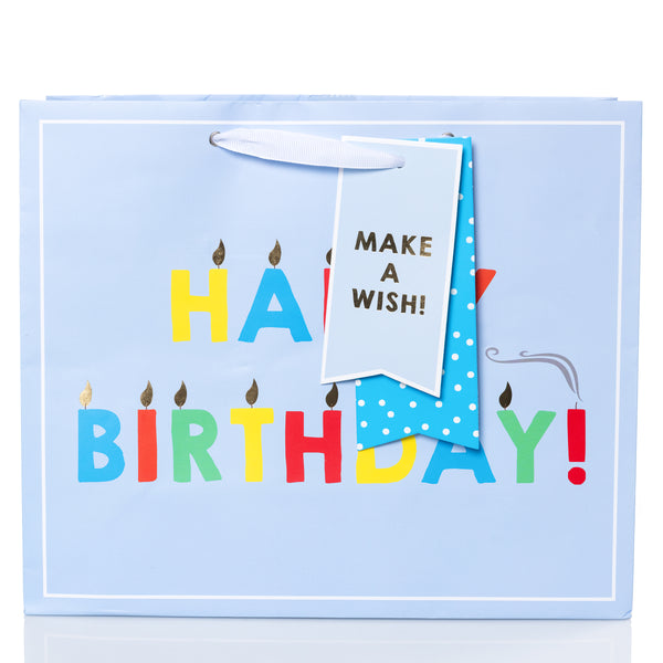 Happy Birthday Candles Colors Large Landscape Gift Bag