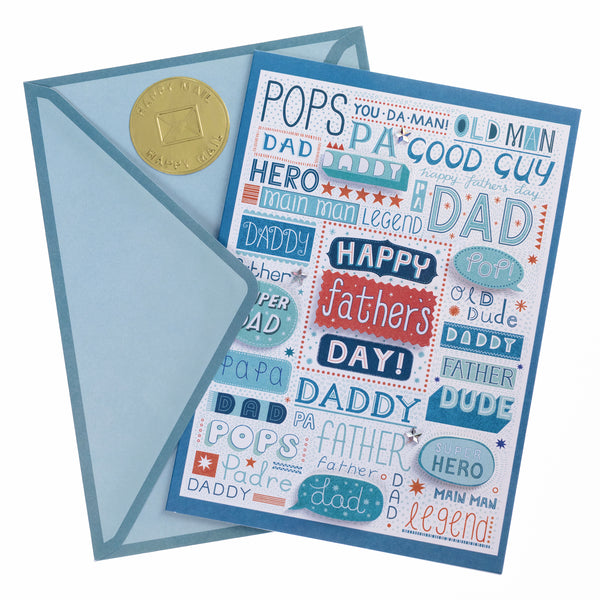 Blue Dad Text Father's Day Handmade Card