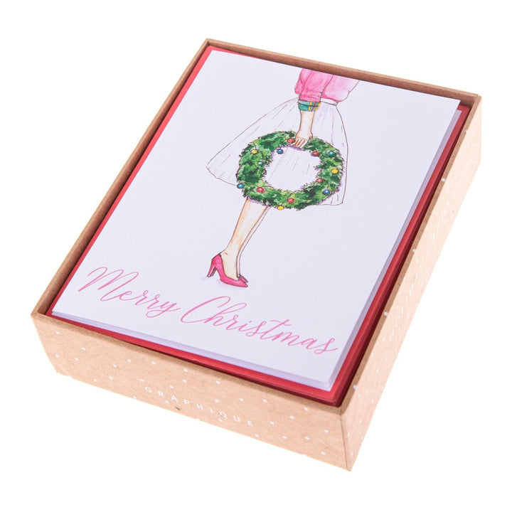 Fashion Wreath Mid - Sized Holiday Boxed Card - Graphique de France