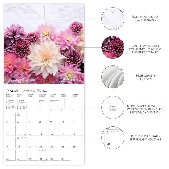 Fleurs 12 x 12 Wall Calendar - Graphique de France