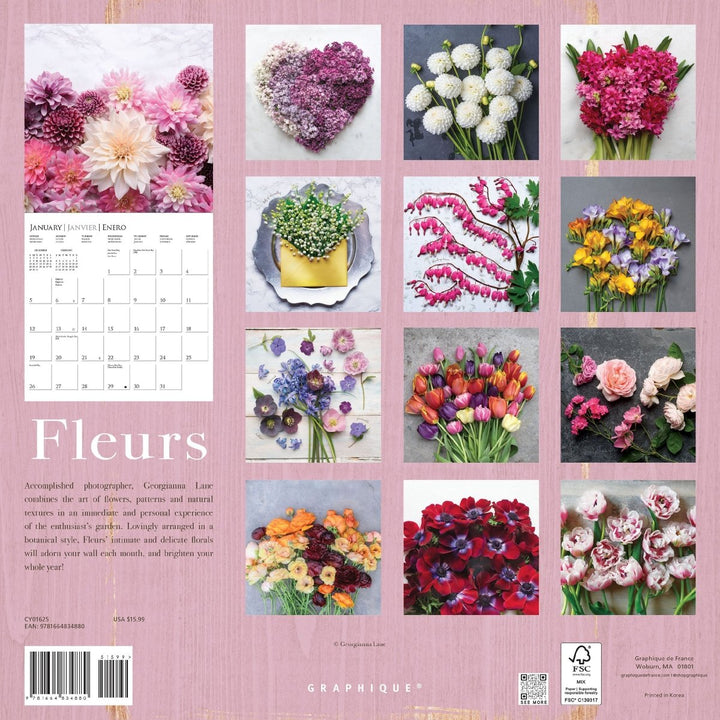 Fleurs 12 x 12 Wall Calendar - Graphique de France