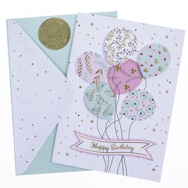 Floral Balloons Birthday Handmade Card - Graphique de France