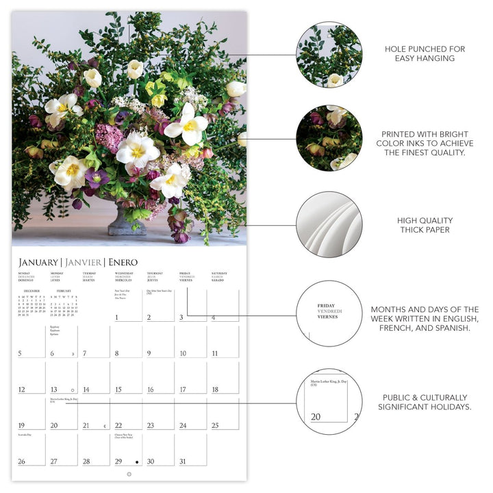 Garden Bouquets 12 x 12 Wall Calendar - Graphique de France