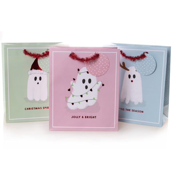 Holiday Ghosts Medium Holiday Gift Bag Set of 3