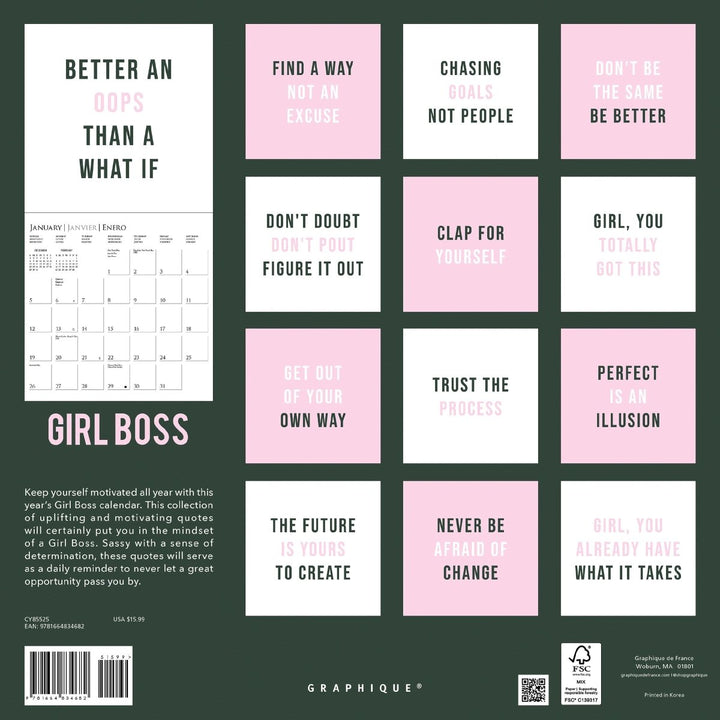 Girl Boss 12 x 12 Wall Calendar - Graphique de France