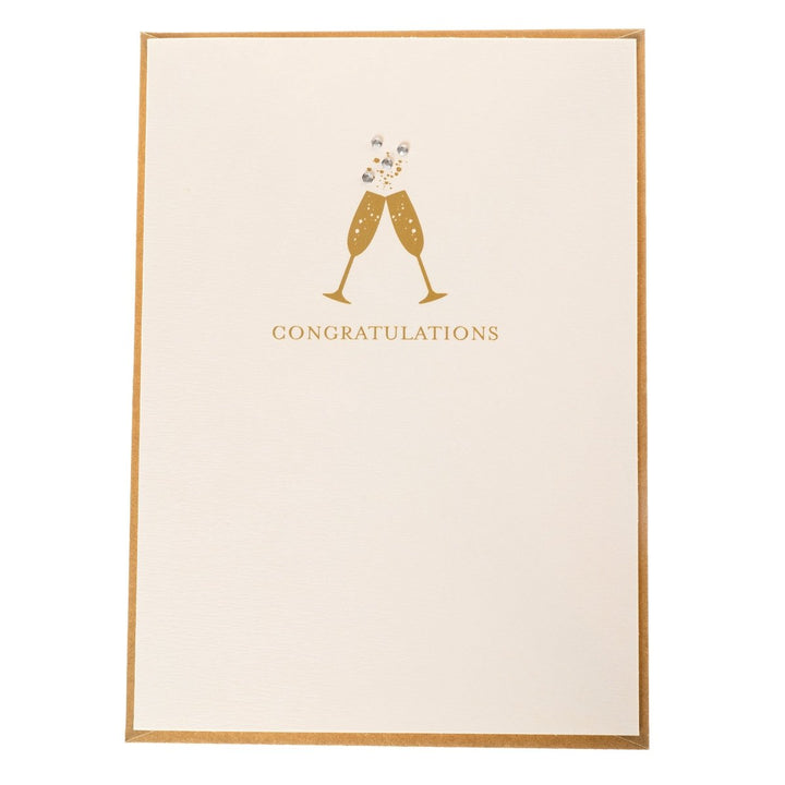 Gold Champagne Glasses Wedding Handmade Card - Graphique de France