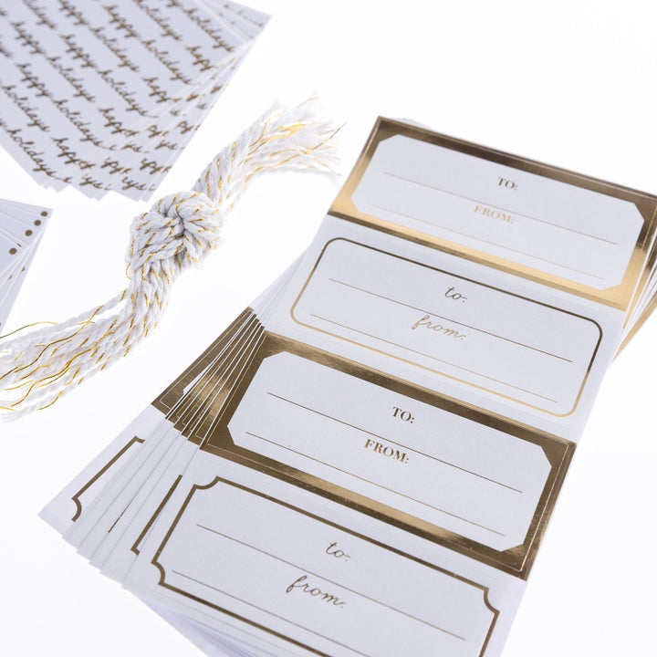 Gold & White Holiday Gift Tag & Label Set - Graphique de France