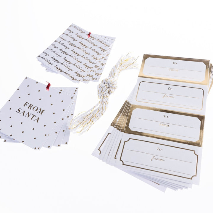 Gold & White Holiday Gift Tag & Label Set - Graphique de France