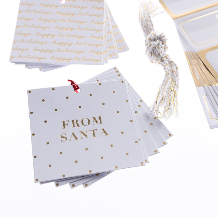 Gold & White Holiday Gift Tag & Label Set - Graphique de France