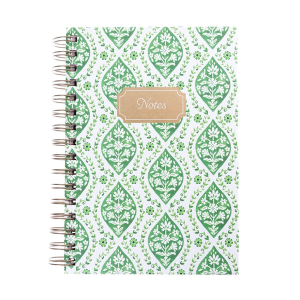 Green Block Print 6 x 8 Spiral Hard Cover Journal - Graphique de France