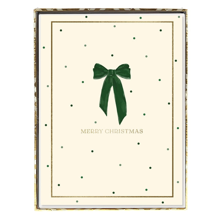 Green Bow Large Classic Holiday Boxed Card - Graphique de France