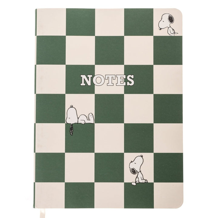 Green Checkered Peanuts 6 x 8 Vegan Leather Journal - Graphique de France