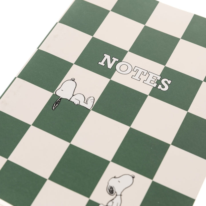 Green Checkered Peanuts 6 x 8 Vegan Leather Journal - Graphique de France