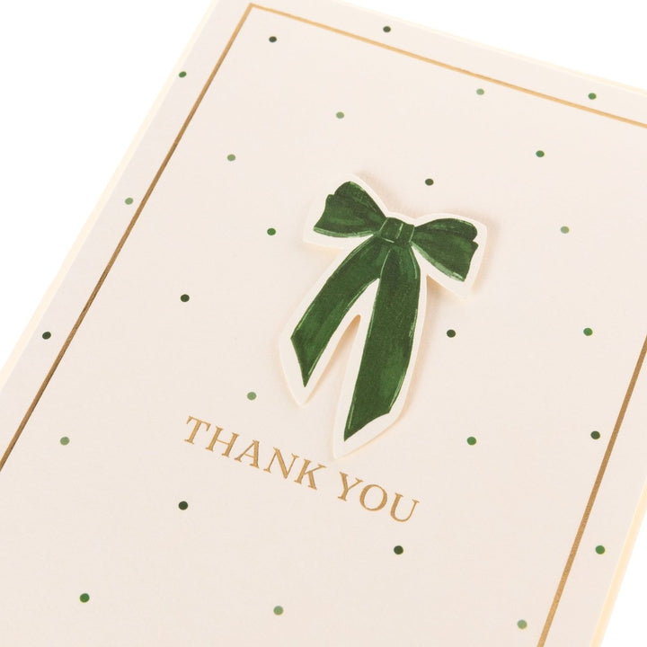 Green Velvet Bow Thank You Handmade Card - Graphique de France