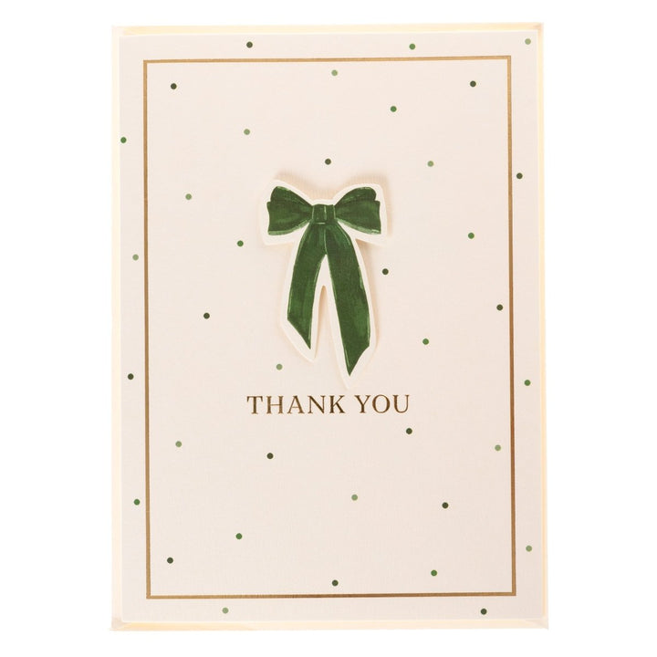 Green Velvet Bow Thank You Handmade Card - Graphique de France