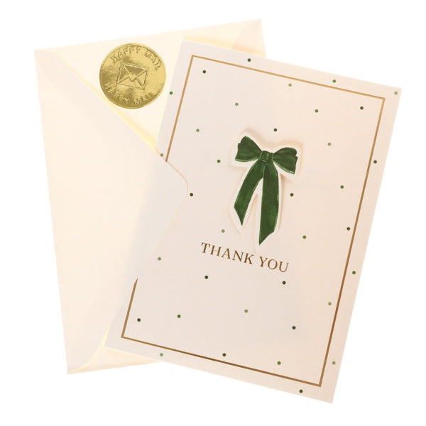 Green Velvet Bow Thank You Handmade Card - Graphique de France