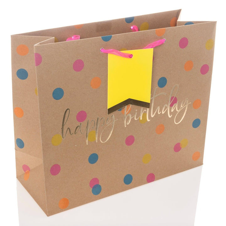 HB Kraft and Neon Dots Large Landscape Gift Bag - Graphique de France