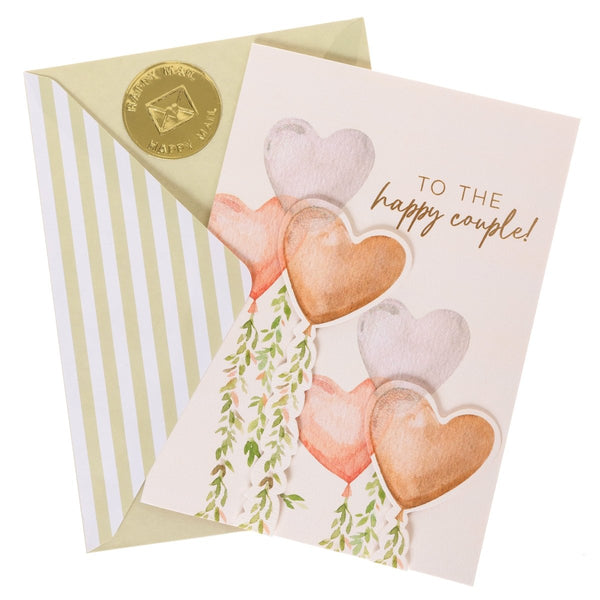 Heart Balloons Wedding Handmade Card - Graphique de France