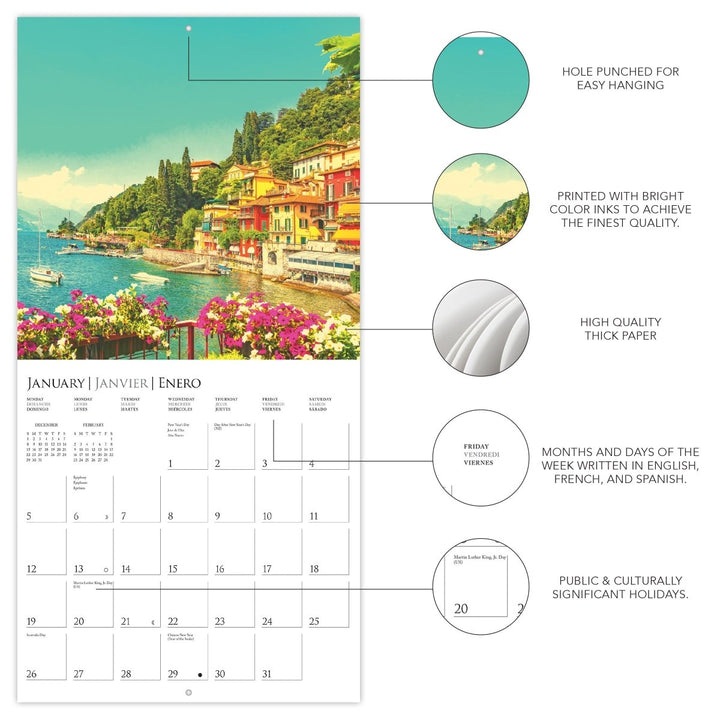 Italia 12 x 12 Wall Calendar - Graphique de France