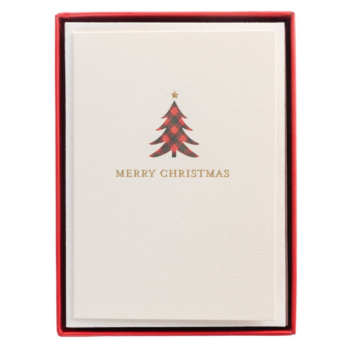 La Petite Noel Plaid Christmas Tree Holiday Assorted Boxed Card - Graphique de France