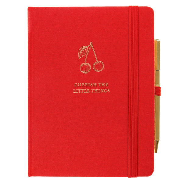 La Petite Presse Collection Cherry 6 x 8 Fabric - Covered Journal with Pen - Graphique de France