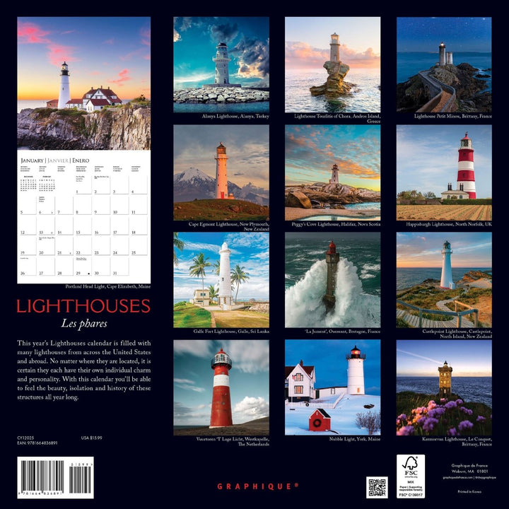 Lighthouses 12 x 12 Wall Calendar - Graphique de France