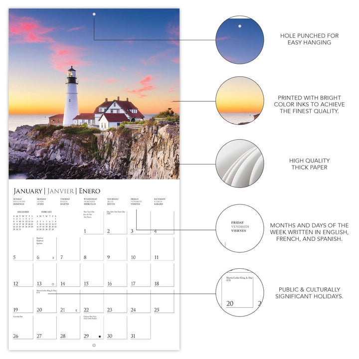 Lighthouses 12 x 12 Wall Calendar - Graphique de France