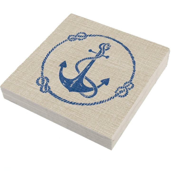 Linen Anchor with Rope Cocktail Napkins - Graphique de France