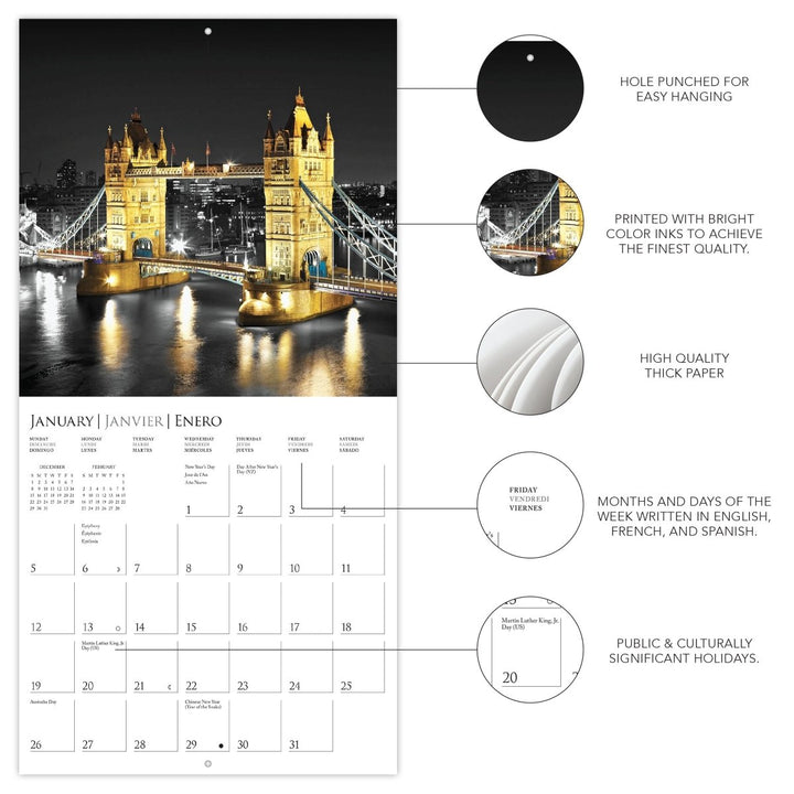 London Glitz 7 x 7 Mini Calendar - Graphique de France