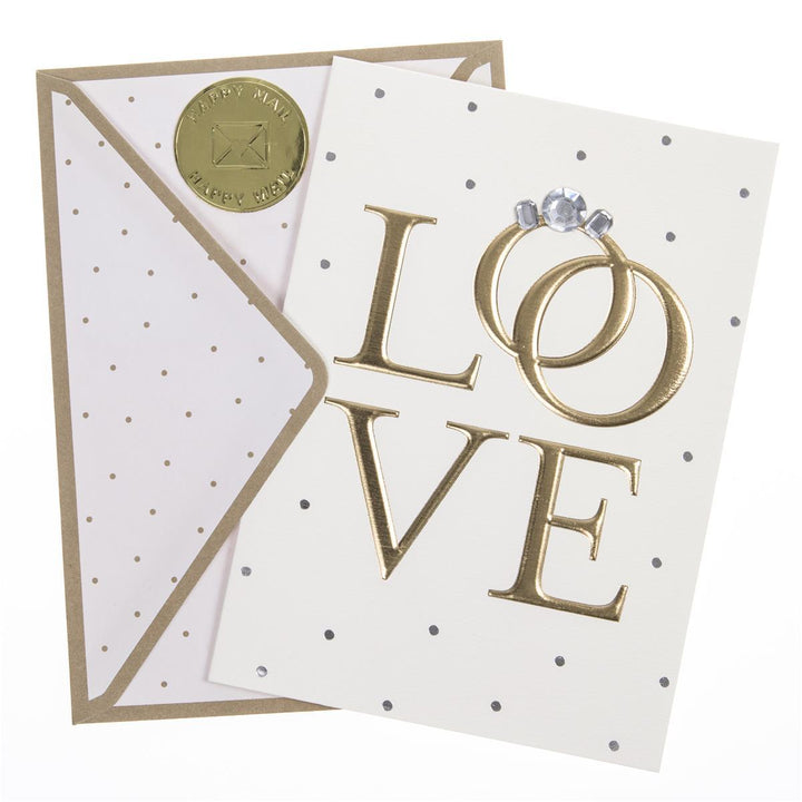 LOVE Rings Wedding Handmade Card - Graphique de France