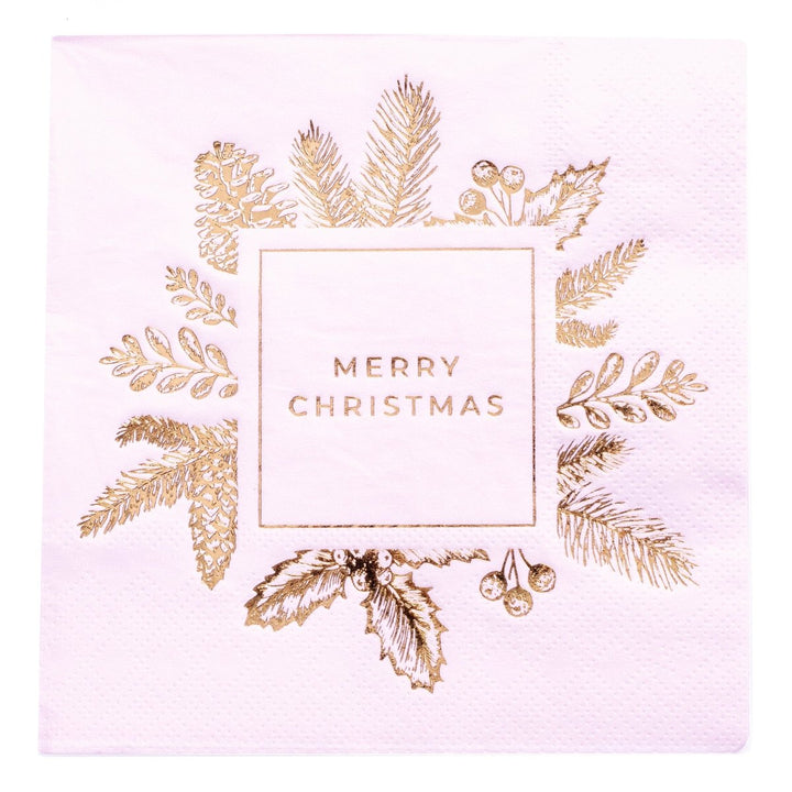 MC Pink and Gold Holiday Cocktail Napkins - Graphique de France