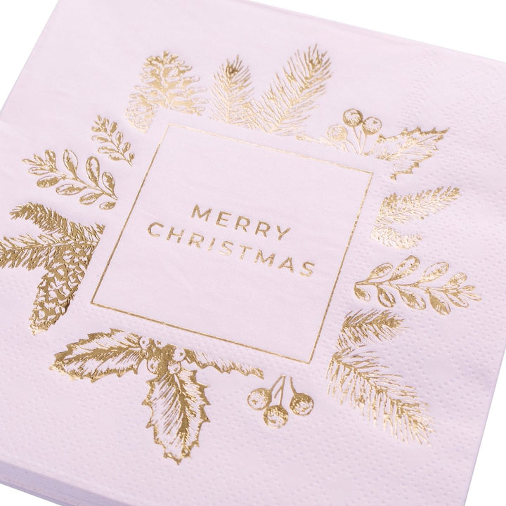 MC Pink and Gold Holiday Cocktail Napkins - Graphique de France