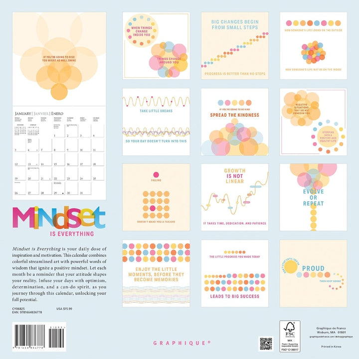 Mindset Is Everything 12 x 12 Wall Calendar - Graphique de France