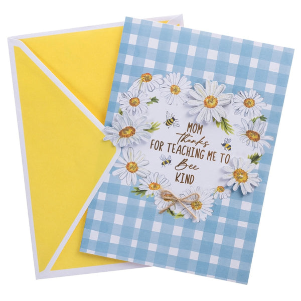 Mom Blue Check Bee Mother's Day Handmade Card - Graphique de France