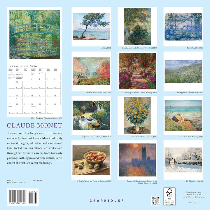 Monet 12 x 12 Wall Calendar - Graphique de France