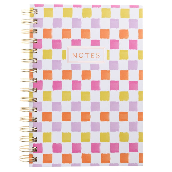 Neon Check 6 x 8 Spiral Hard Cover Journal - Graphique de France