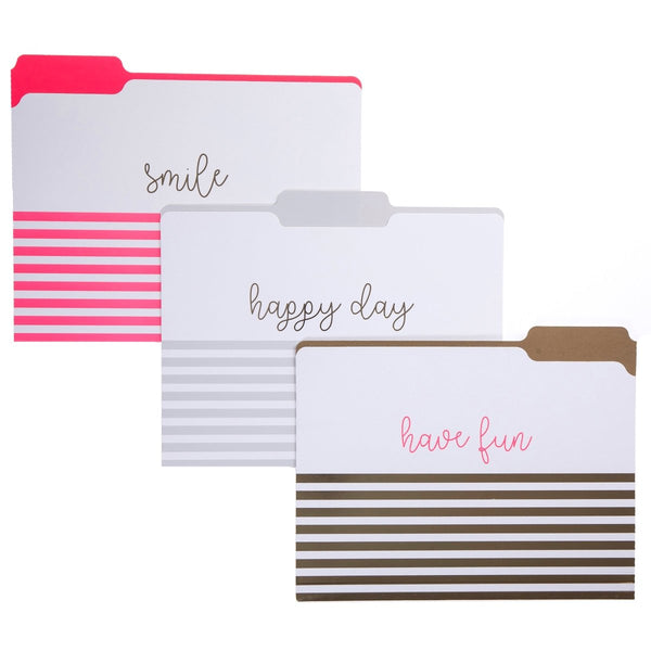 Neon Coral Stripes File Folder Set - Graphique de France