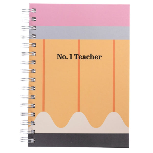 No. 1 Teacher Pencil 6 x 8 Spiral Hard Cover Journal - Graphique de France