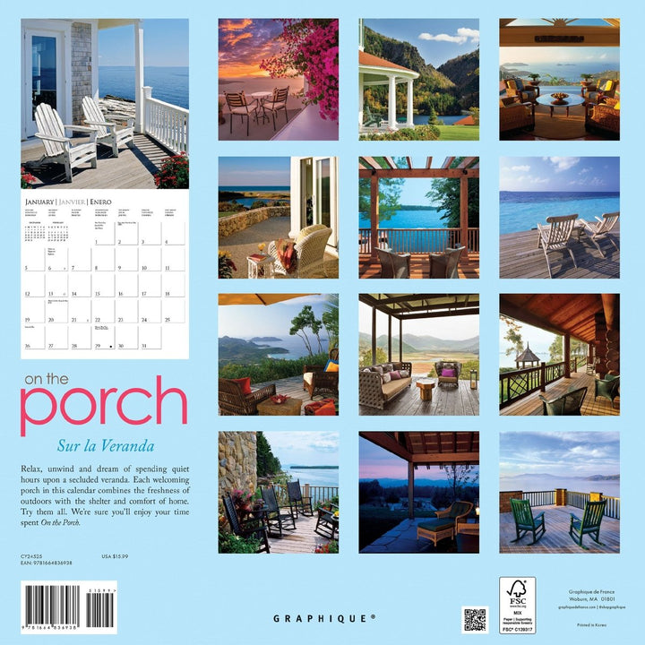 On the Porch 12 x 12 Wall Calendar - Graphique de France