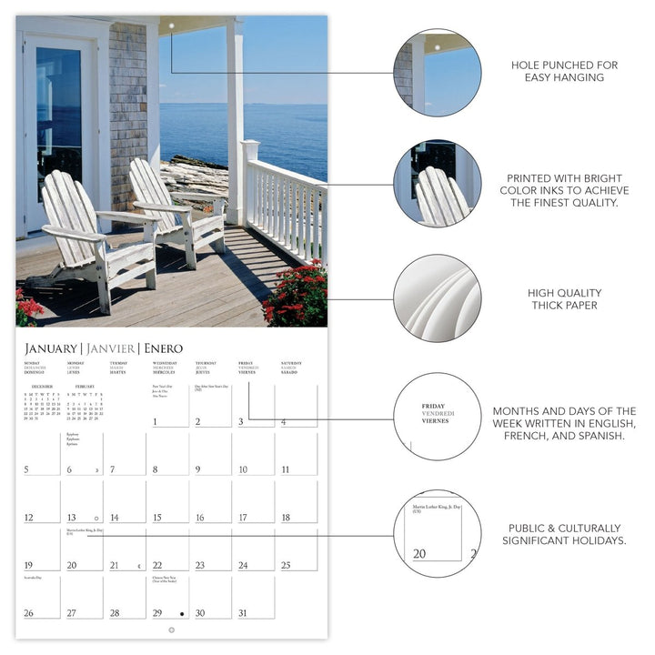 On the Porch 12 x 12 Wall Calendar - Graphique de France