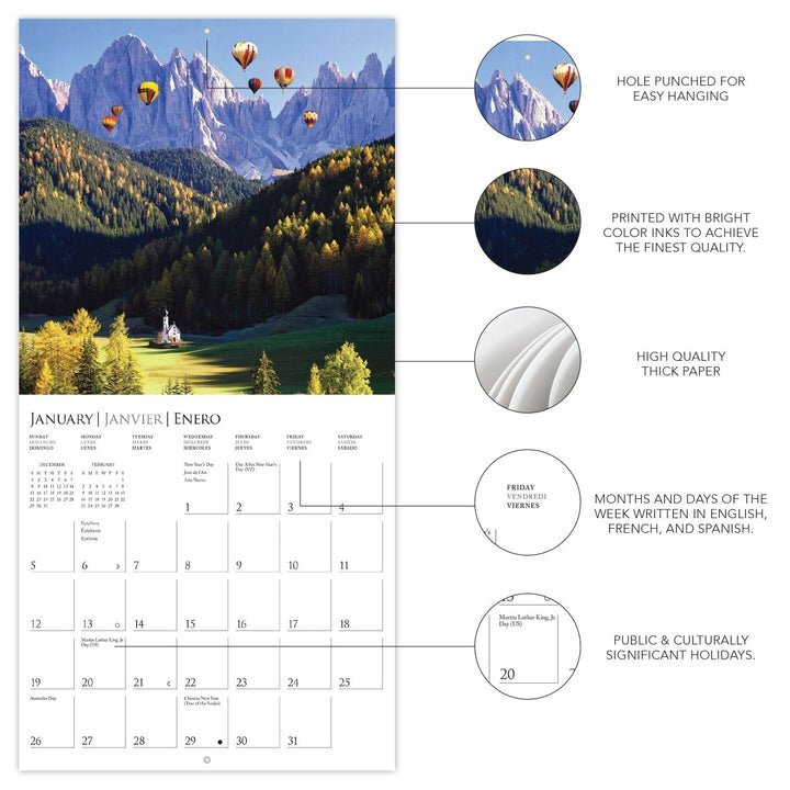 Passport to the World 7 x 7 Mini Calendar - Graphique de France