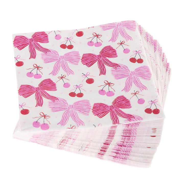 Pink Bows and Cherries Cocktail Napkins - Graphique de France