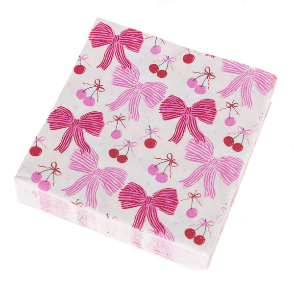 Pink Bows and Cherries Cocktail Napkins - Graphique de France