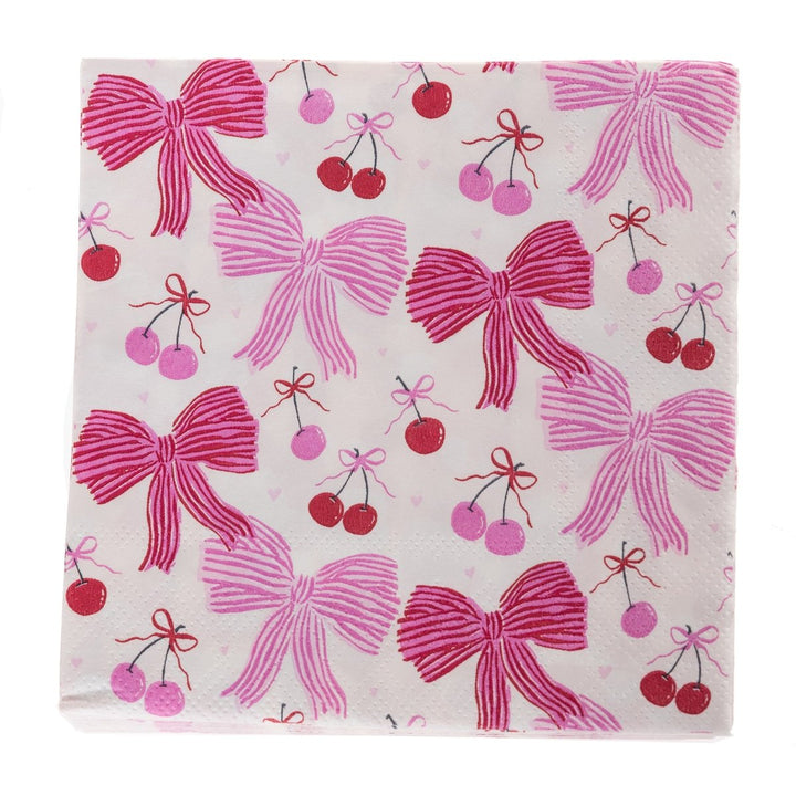 Pink Bows and Cherries Cocktail Napkins - Graphique de France